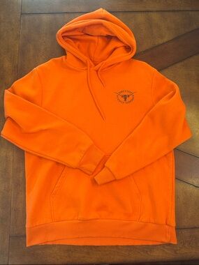 Brixton Orange Pullover Hoodie with Small Chest Graphic